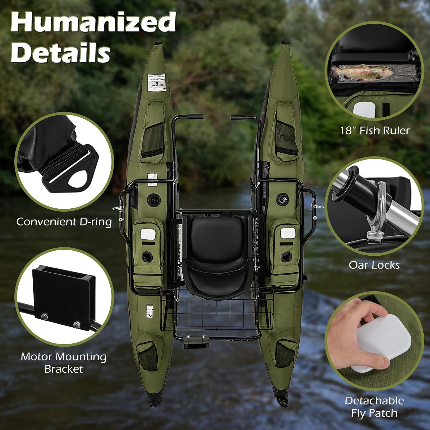 Adult Inflatable Belly Boat wi - Fishing Boat Seat review and price